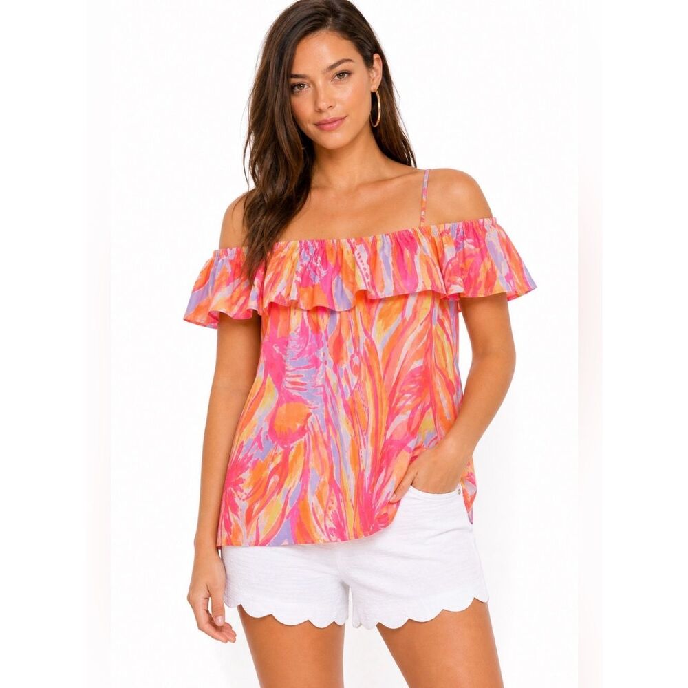 Lilly Pulitzer Tamiami Off the Shoulder Boho Top Sun Splashed